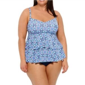 CHRISTINA Tankini Top Ruffled Tiered Swimsuit Adjustable Padded Swimwear
